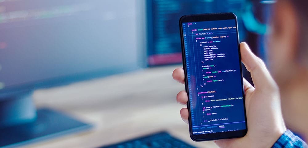 Mobile phone displaying code