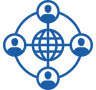 Global connectivity symbol with user icons